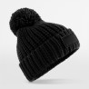 Toasty Patch Beanie winter hat - B329:Black, 100% polyester, patch: 100% cotton, One Size